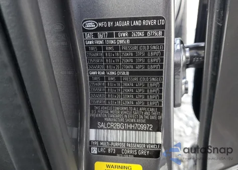 2017 Land Rover Discovery Sport Hse z USA, uszkodzony, nr VIN SALCR2BG1HH709972